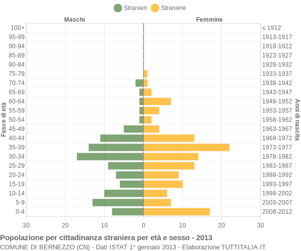 Grafico cittadini stranieri - Bernezzo 2013