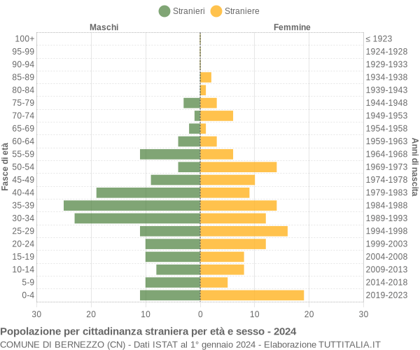 Grafico cittadini stranieri - Bernezzo 2024