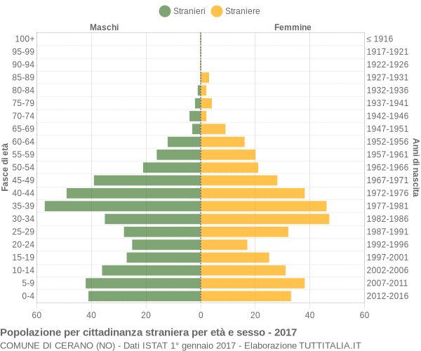 Grafico cittadini stranieri - Cerano 2017