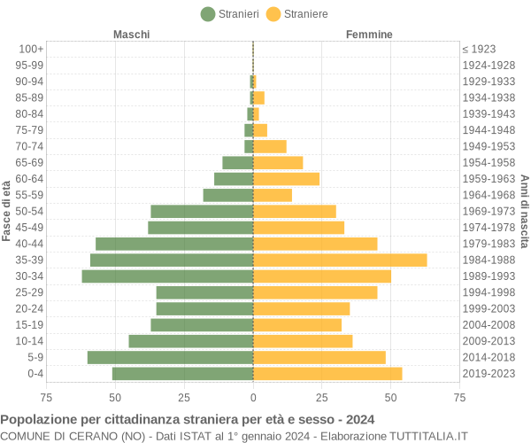 Grafico cittadini stranieri - Cerano 2024