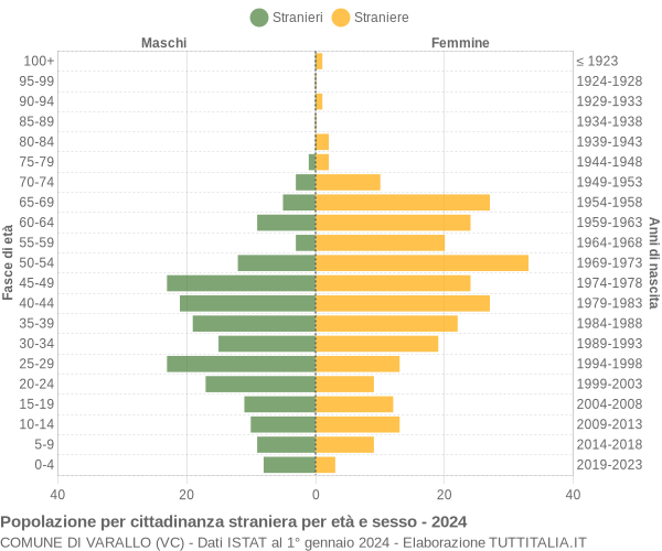 Grafico cittadini stranieri - Varallo 2024