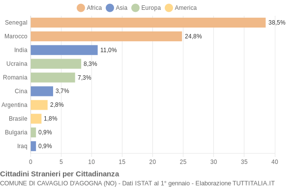 Grafico cittadinanza stranieri - Cavaglio d'Agogna 2013