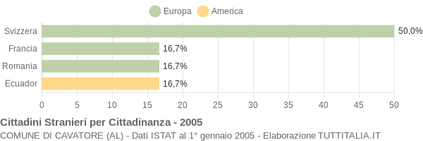 Grafico cittadinanza stranieri - Cavatore 2005