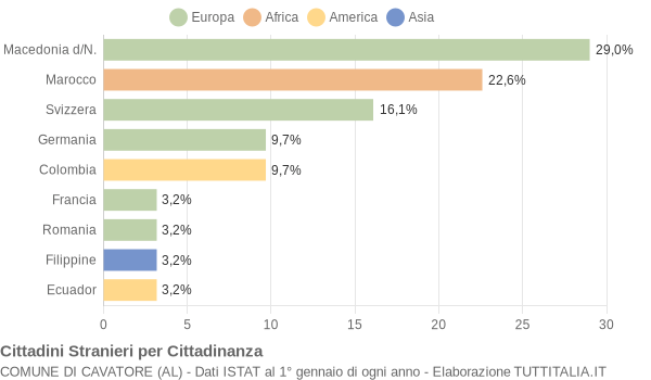 Grafico cittadinanza stranieri - Cavatore 2007