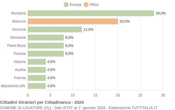 Grafico cittadinanza stranieri - Cavatore 2024