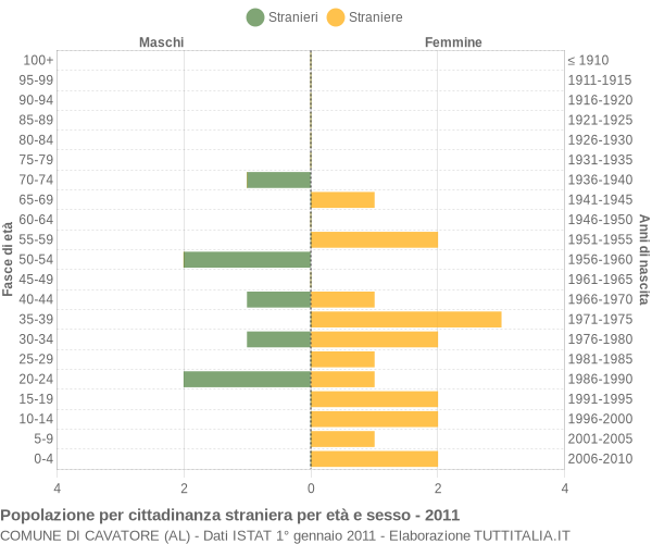 Grafico cittadini stranieri - Cavatore 2011