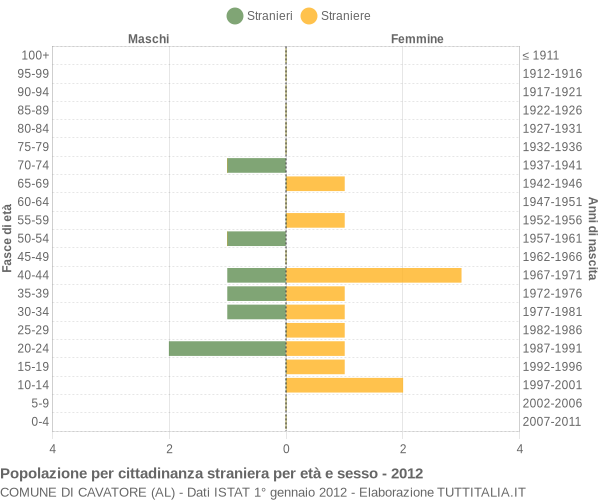 Grafico cittadini stranieri - Cavatore 2012