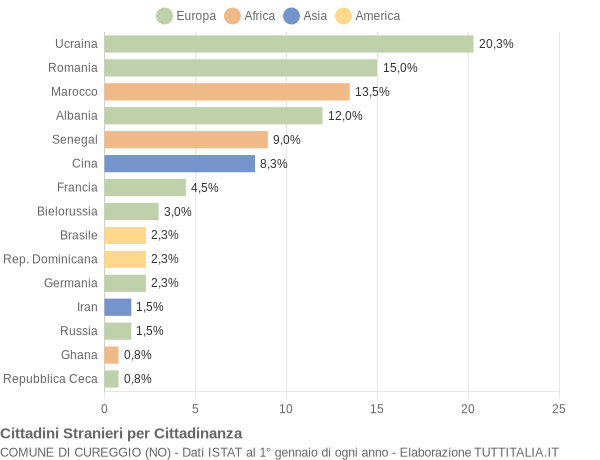 Grafico cittadinanza stranieri - Cureggio 2020