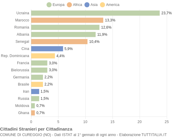 Grafico cittadinanza stranieri - Cureggio 2021