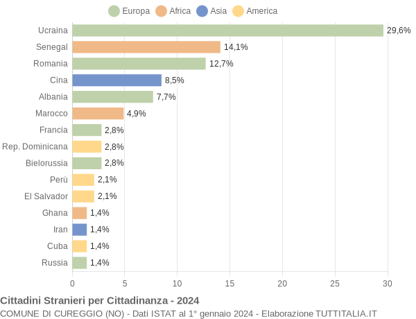 Grafico cittadinanza stranieri - Cureggio 2024