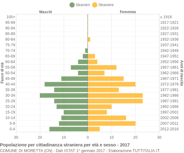 Grafico cittadini stranieri - Moretta 2017