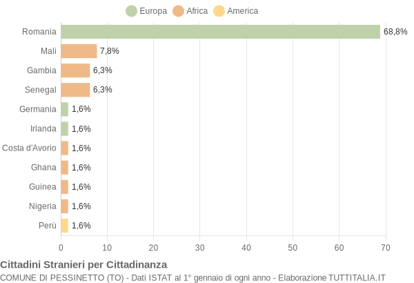 Grafico cittadinanza stranieri - Pessinetto 2019