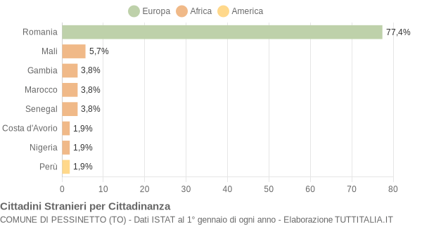 Grafico cittadinanza stranieri - Pessinetto 2021