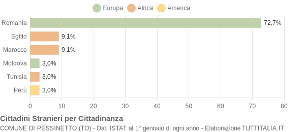 Grafico cittadinanza stranieri - Pessinetto 2022