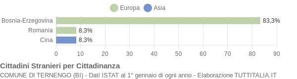 Grafico cittadinanza stranieri - Ternengo 2005