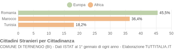 Grafico cittadinanza stranieri - Ternengo 2011