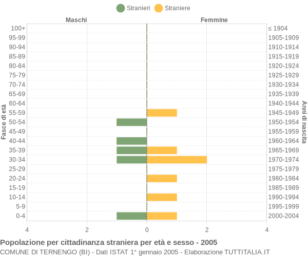 Grafico cittadini stranieri - Ternengo 2005