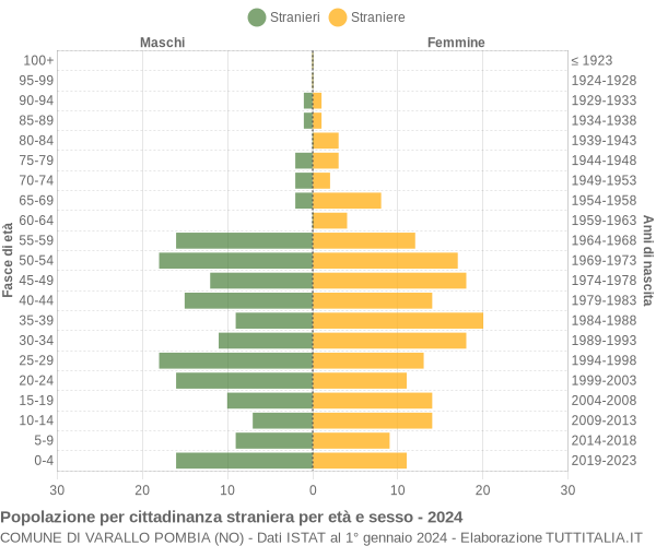 Grafico cittadini stranieri - Varallo Pombia 2024