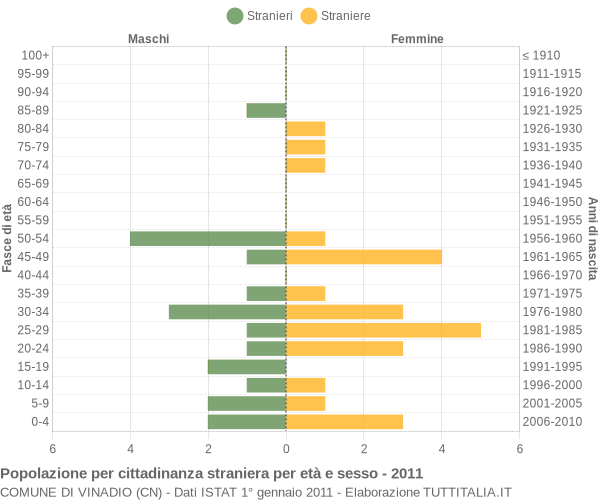 Grafico cittadini stranieri - Vinadio 2011