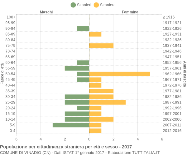 Grafico cittadini stranieri - Vinadio 2017