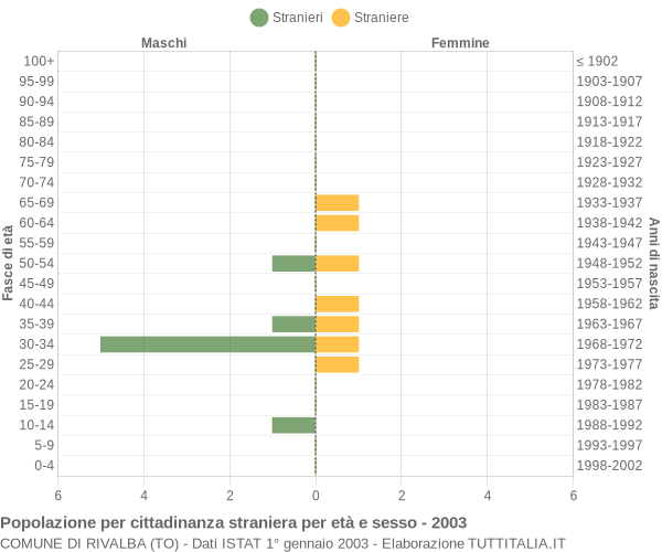 Grafico cittadini stranieri - Rivalba 2003