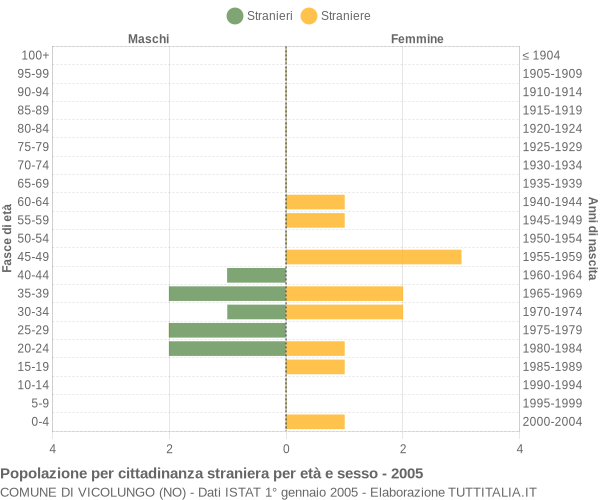 Grafico cittadini stranieri - Vicolungo 2005
