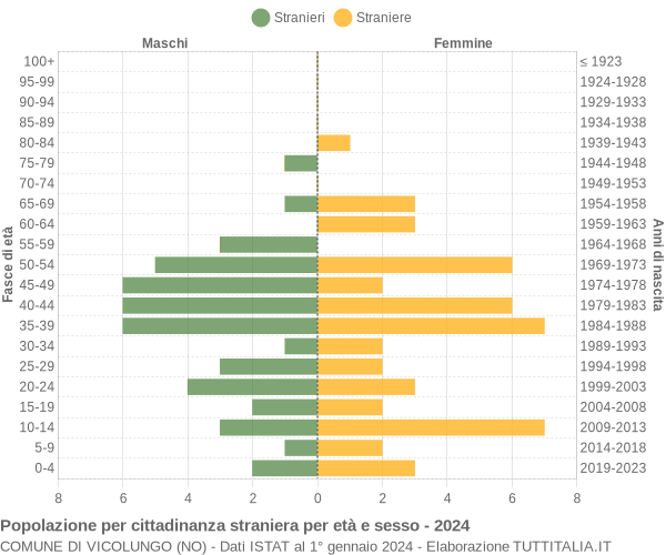 Grafico cittadini stranieri - Vicolungo 2024