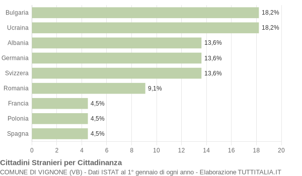 Grafico cittadinanza stranieri - Vignone 2007