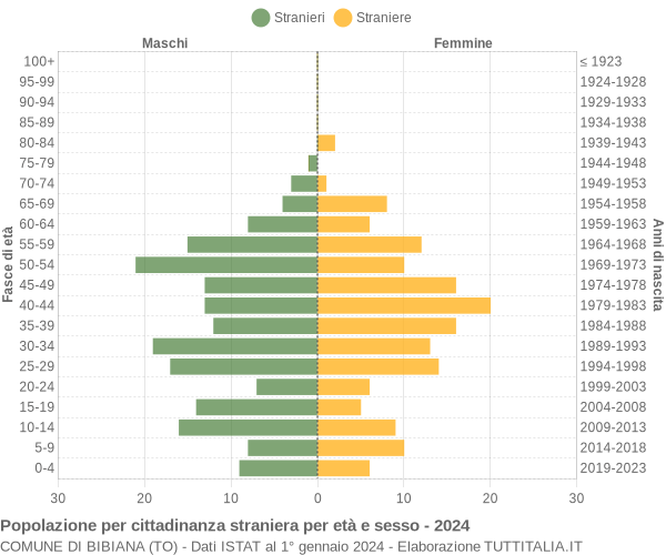 Grafico cittadini stranieri - Bibiana 2024