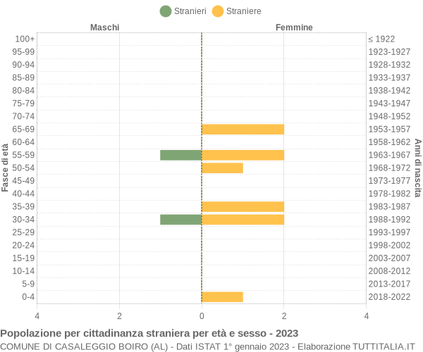 Grafico cittadini stranieri - Casaleggio Boiro 2023