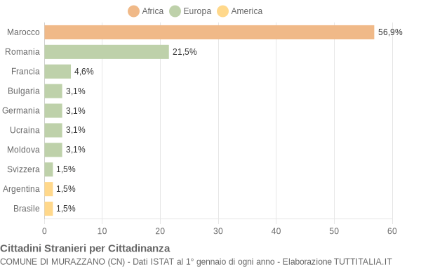 Grafico cittadinanza stranieri - Murazzano 2007