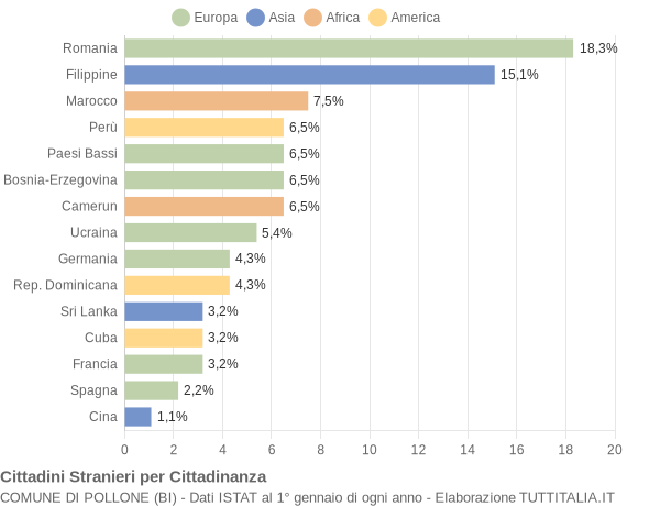 Grafico cittadinanza stranieri - Pollone 2015