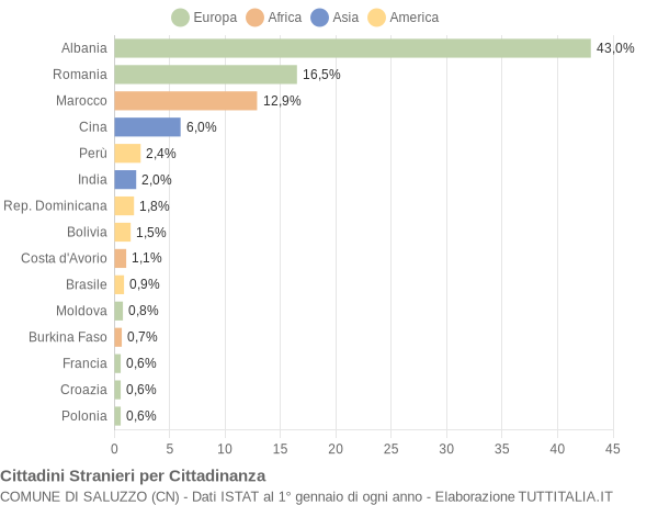 Grafico cittadinanza stranieri - Saluzzo 2017