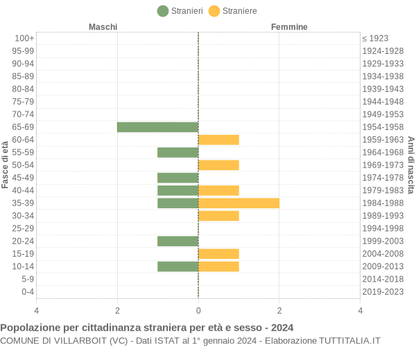 Grafico cittadini stranieri - Villarboit 2024