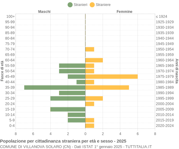 Grafico cittadini stranieri - Villanova Solaro 2025