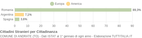 Grafico cittadinanza stranieri - Andrate 2008