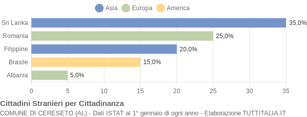 Grafico cittadinanza stranieri - Cereseto 2010