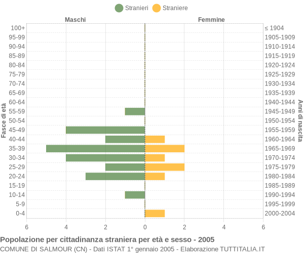 Grafico cittadini stranieri - Salmour 2005