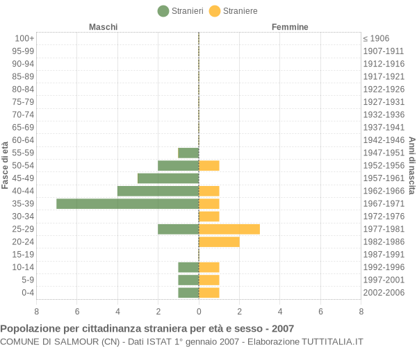 Grafico cittadini stranieri - Salmour 2007