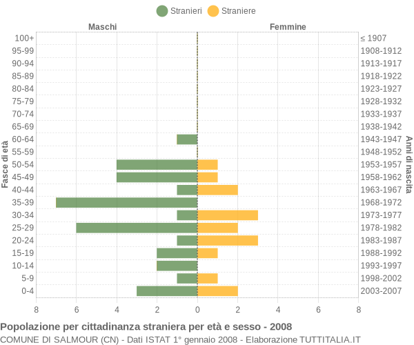 Grafico cittadini stranieri - Salmour 2008