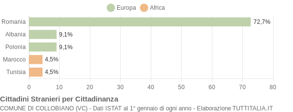 Grafico cittadinanza stranieri - Collobiano 2008