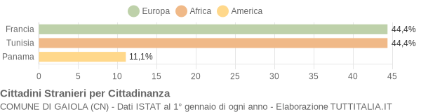 Grafico cittadinanza stranieri - Gaiola 2009