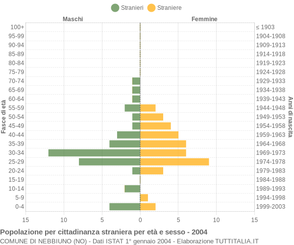 Grafico cittadini stranieri - Nebbiuno 2004