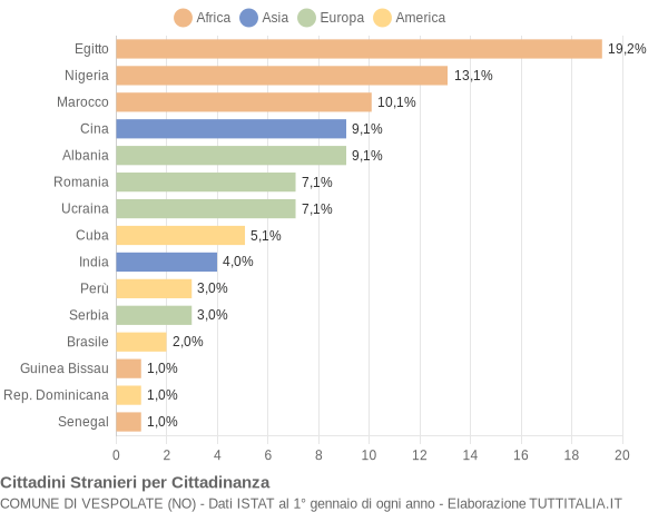 Grafico cittadinanza stranieri - Vespolate 2018