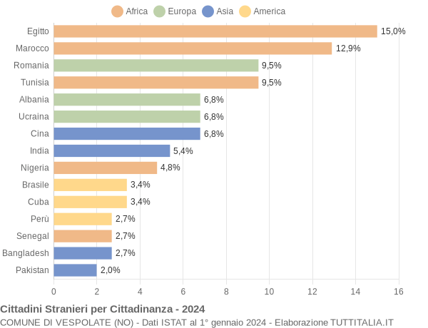 Grafico cittadinanza stranieri - Vespolate 2024