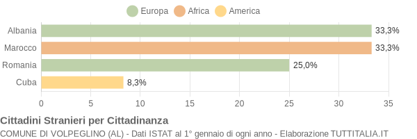 Grafico cittadinanza stranieri - Volpeglino 2010