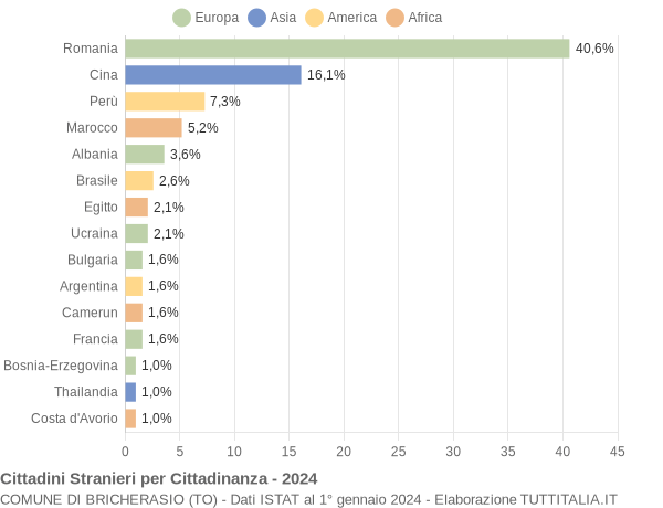 Grafico cittadinanza stranieri - Bricherasio 2024