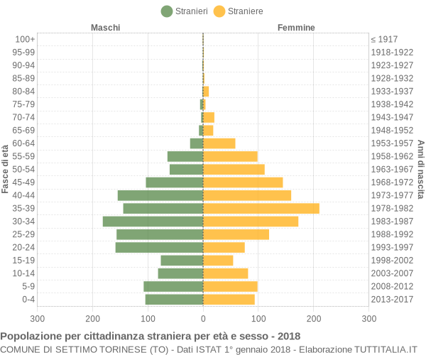 Grafico cittadini stranieri - Settimo Torinese 2018