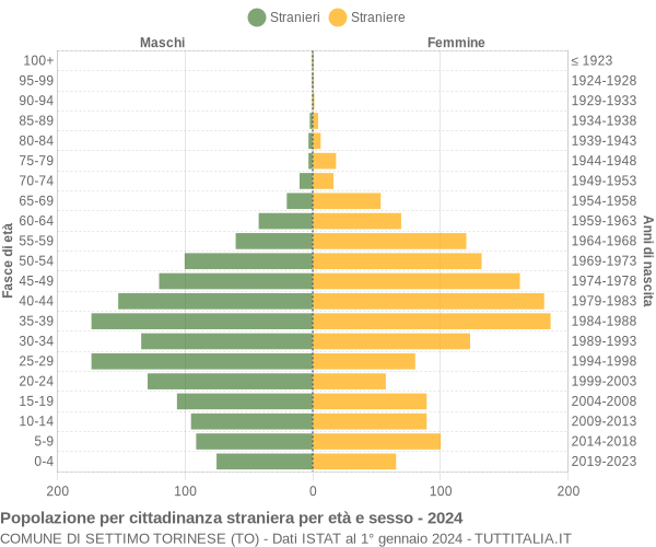 Grafico cittadini stranieri - Settimo Torinese 2024