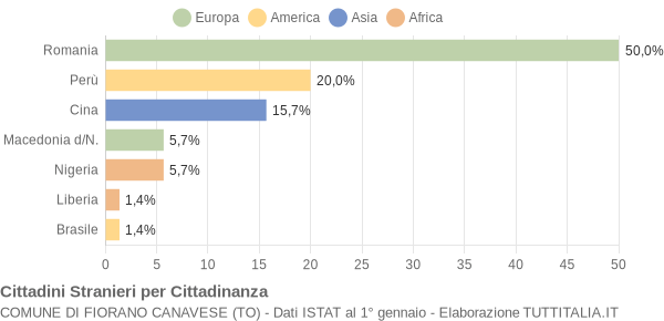 Grafico cittadinanza stranieri - Fiorano Canavese 2010